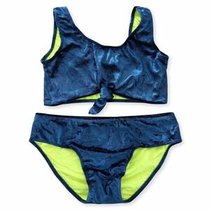 L'été Girls Sparkly Blue Velvet Bikini, 16
